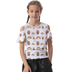 Fries Taco Pattern Fast Food Kids  Butterfly Cutout T-shirt by Apen
