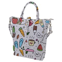 Doodle Fun Food Drawing Cute Buckle Top Tote Bag by Apen