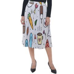 Doodle Fun Food Drawing Cute Classic Velour Midi Skirt 