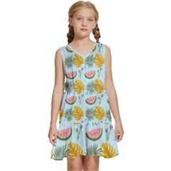 Summer Pattern Texture Vibes Kids  Sleeveless Tiered Mini Dress by Apen