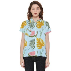 Watermelon Leaves Fruit Foliage Short Sleeve Pocket Shirt