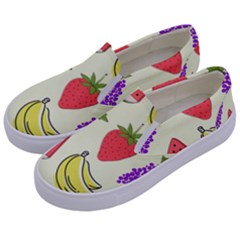 Fruits Pattern Background Food Kids  Canvas Slip Ons