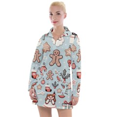 Christmas Cartoon Pattern Women s Long Sleeve Casual Dress by Apen