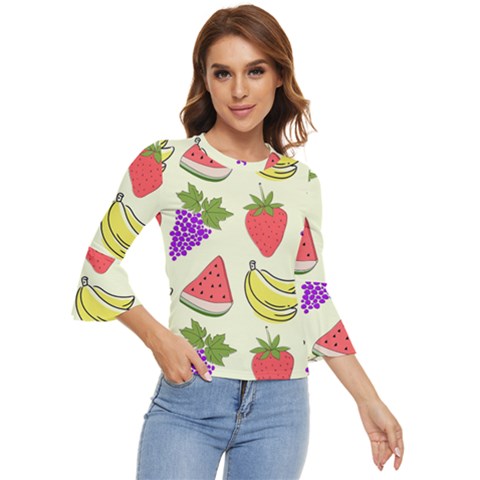 Fruits Pattern Background Food Bell Sleeve Top by Apen