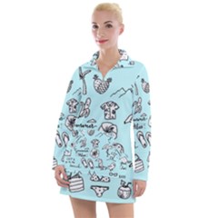 June Doodle Tropical Beach Sand Women s Long Sleeve Casual Dress by Apen