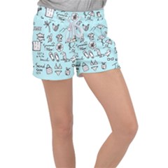 June Doodle Tropical Beach Sand Women s Velour Lounge Shorts