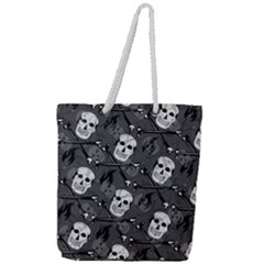 Skull Skeleton Pattern Texture Full Print Rope Handle Tote (large)