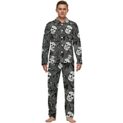 Skull Skeleton Pattern Texture Men s Long Sleeve Velvet Pocket Pajamas Set