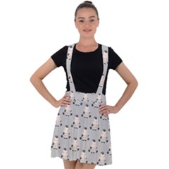 Zebra Wildlife Animal Mammal Velvet Suspender Skater Skirt by Apen