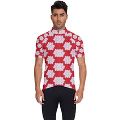 Christmas Snowflakes Background Pattern Men s Short Sleeve Cycling Jersey