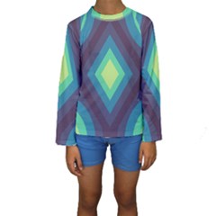 Pattern Blue Green Retro Design Kids  Long Sleeve Swimwear by Ravend
