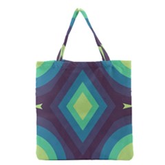 Pattern Blue Green Retro Design Grocery Tote Bag