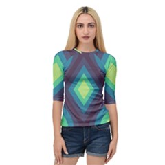 Pattern Blue Green Retro Design Quarter Sleeve Raglan T-shirt