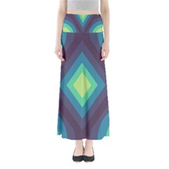 Pattern Blue Green Retro Design Full Length Maxi Skirt