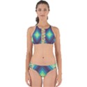 Pattern Blue Green Retro Design Perfectly Cut Out Bikini Set View1