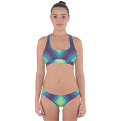 Pattern Blue Green Retro Design Cross Back Hipster Bikini Set