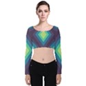 Pattern Blue Green Retro Design Velvet Long Sleeve Crop Top View1