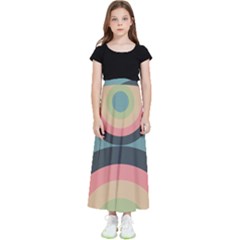 Circles Design Pattern Tile Kids  Flared Maxi Skirt by Ravend