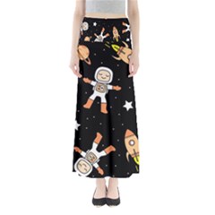 Astronaut Space Rockets Spaceman Full Length Maxi Skirt