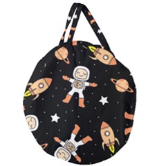 Astronaut Space Rockets Spaceman Giant Round Zipper Tote