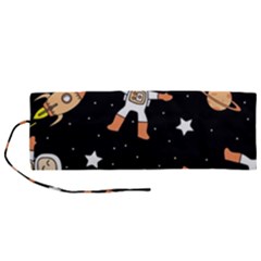 Astronaut Space Rockets Spaceman Roll Up Canvas Pencil Holder (m)