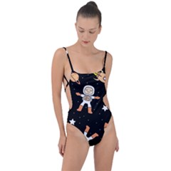 Astronaut Space Rockets Spaceman Tie Strap One Piece Swimsuit by Ravend