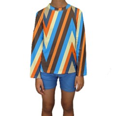 Pattern Triangle Design Repeat Kids  Long Sleeve Swimwear