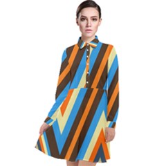 Pattern Triangle Design Repeat Long Sleeve Chiffon Shirt Dress