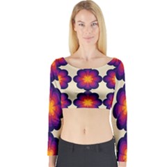 Flower Pattern Design Seamless Long Sleeve Crop Top by Ravend