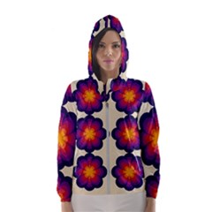 Flower Pattern Design Seamless Women s Hooded Windbreaker