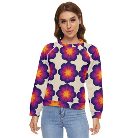 Flower Pattern Design Seamless Women s Long Sleeve Raglan T-shirt by Ravend