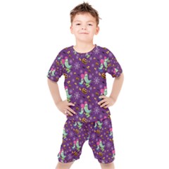 Pumpkins Ghosts Skeleton Pattern Kids  T-shirt And Shorts Set by Ravend