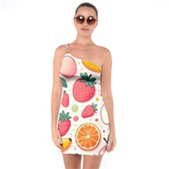 Fruit Sweet Pattern One Shoulder Ring Trim Bodycon Dress
