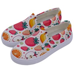 Fruit Sweet Pattern Kids  Canvas Slip Ons by Ravend