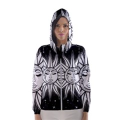 Sun Moon Star Universe Space Women s Hooded Windbreaker by Ravend