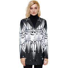 Sun Moon Star Universe Space Button Up Hooded Coat  by Ravend