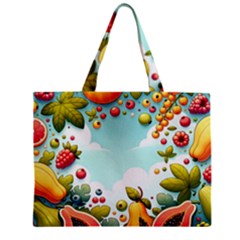 Fruits Sweet Papaya Orange Pattern Zipper Mini Tote Bag