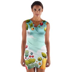 Fruits Sweet Papaya Orange Pattern Wrap Front Bodycon Dress by Ravend