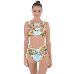 Fruits Sweet Papaya Orange Pattern Bandaged Up Bikini Set  by Ravend