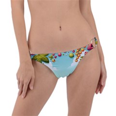 Fruits Sweet Papaya Orange Pattern Ring Detail Bikini Bottoms