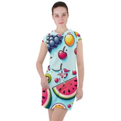 Fruits Sweet Pattern Drawstring Hooded Dress