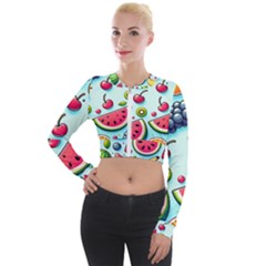 Fruits Sweet Pattern Long Sleeve Cropped Velvet Jacket