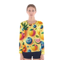 Fruits Fresh Sweet Pattern Women s Long Sleeve T-shirt