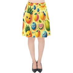 Fruits Fresh Sweet Pattern Velvet High Waist Skirt by Ravend