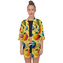 Fruits Fresh Sweet Pattern Open Front Chiffon Kimono