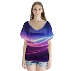 Cosmic Galaxy Quantum Art Nature V-neck Flutter Sleeve Top