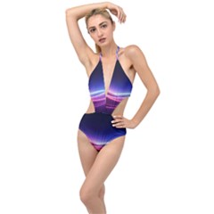 Cosmic Galaxy Quantum Art Nature Plunging Cut Out Swimsuit