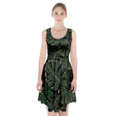 Monstera Plant Tropical Jungle Racerback Midi Dress