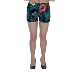 Flowers Monstera Foliage Tropical Skinny Shorts