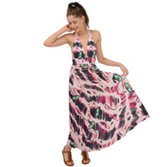 Drawing Notebook Print Reason Backless Maxi Beach Dress